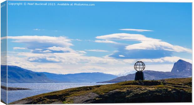 Arctic Circle Monument Norway Panoramic Canvas Print by Pearl Bucknall