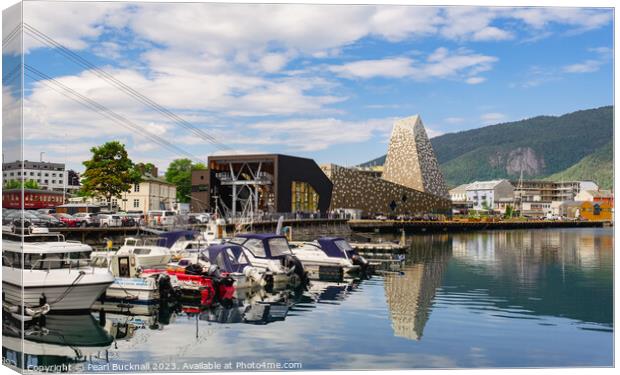 Andalsnes Town Harbour in Norway Canvas Print by Pearl Bucknall