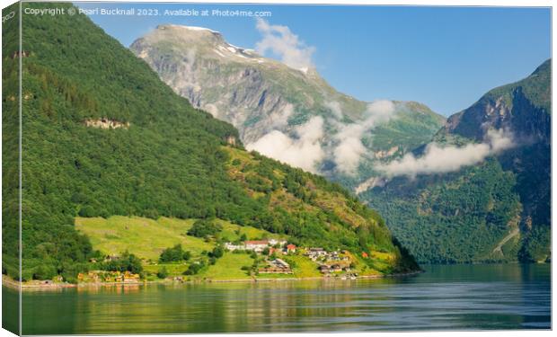 Norwegian Fjord View Norway Coast Canvas Print by Pearl Bucknall