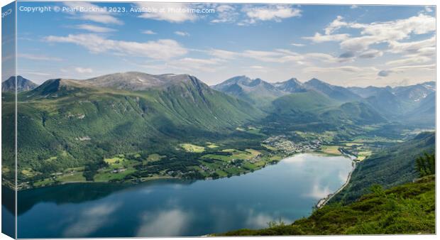 Norwegian Fjord Isfjorden Norway pano Canvas Print by Pearl Bucknall
