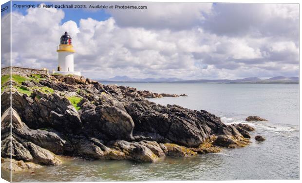 Loch Indaal Lighthouse on Islay Scotland Canvas Print by Pearl Bucknall