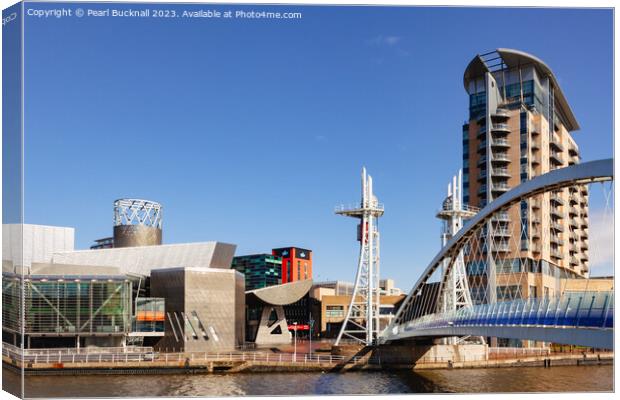 Salford Quays Manchester Architecture Canvas Print by Pearl Bucknall