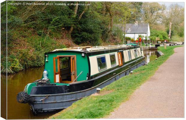 Monmouthshire and Brecon Canal Narrow Boat Canvas Print by Pearl Bucknall