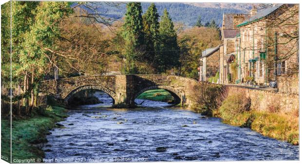 Beddgelert Village Bridge in Snowdonia Canvas Print by Pearl Bucknall