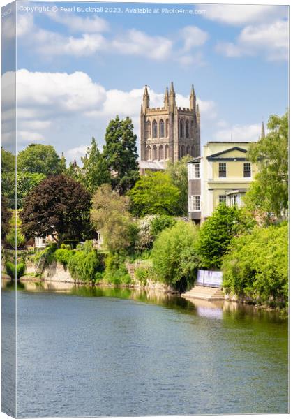 On the Banks of the River Wye Herefordshire Canvas Print by Pearl Bucknall