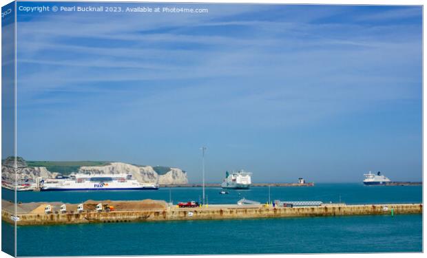 Ferries in Dover Port in Kent Canvas Print by Pearl Bucknall
