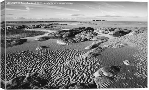 Hilbre Island in Dee Estuary Wirral Peninsula mono Canvas Print by Pearl Bucknall