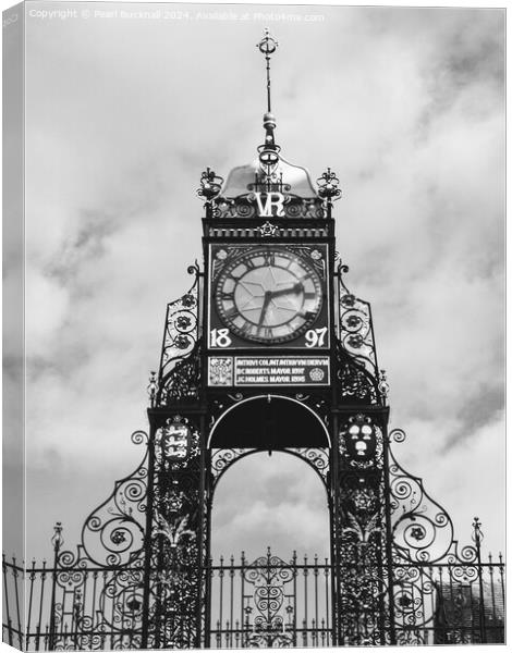 Eastgate Clock Chester Cheshire Black and White Canvas Print by Pearl Bucknall