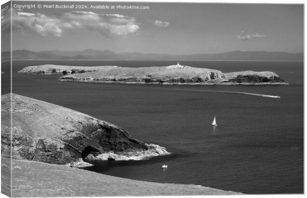 St Tudwal's Island West from the Llyn Peninsula mo Canvas Print by Pearl Bucknall