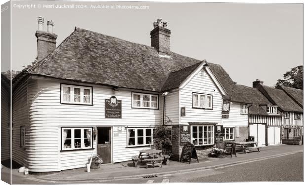 The Chequers Inn Smarden Village Kent in Sepia Canvas Print by Pearl Bucknall
