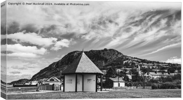 Llanfairfechan Seafront Conwy Wales black and whit Canvas Print by Pearl Bucknall