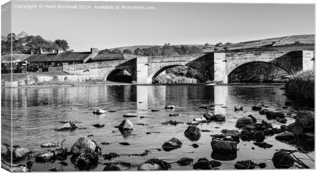 River Wharfe Burnsall  Yorkshire Black and White Canvas Print by Pearl Bucknall