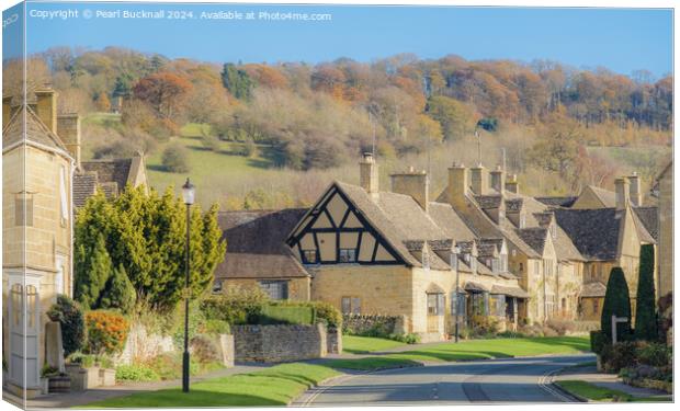 Cotswolds Cottages in Broadway in Autumn Canvas Print by Pearl Bucknall