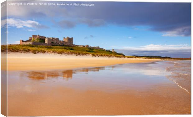 Bamburgh Castle and Beach Northumberland Canvas Print by Pearl Bucknall