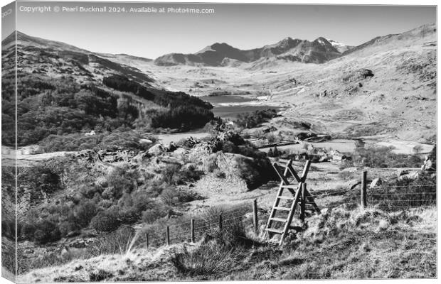 Scenic Snowdon Horseshoe View in Snowdonia mono Canvas Print by Pearl Bucknall