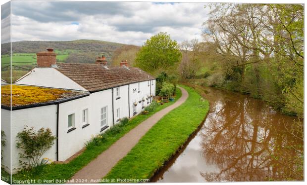 Monmouthshire and Brecon Canal Cottages Canvas Print by Pearl Bucknall
