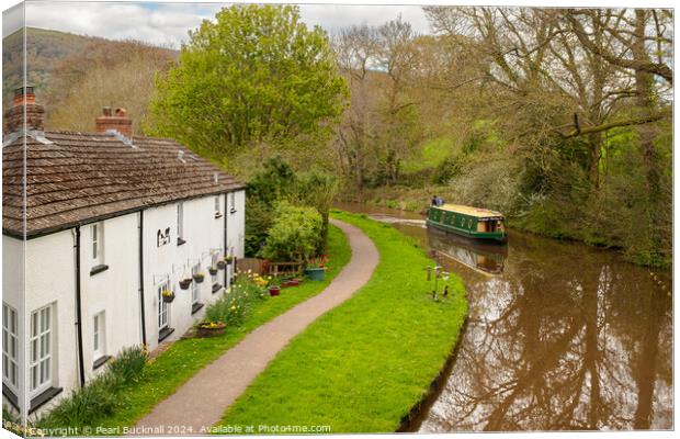 Narrowboat on Monmouthshire and Brecon Canal Canvas Print by Pearl Bucknall