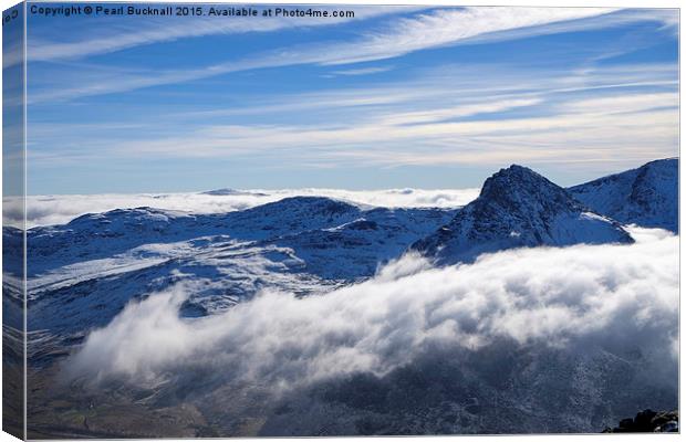 Tryfan in a Cloud Swirl Canvas Print by Pearl Bucknall