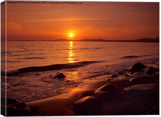 Sunset over Cardigan Bay Wales Canvas Print by Pearl Bucknall