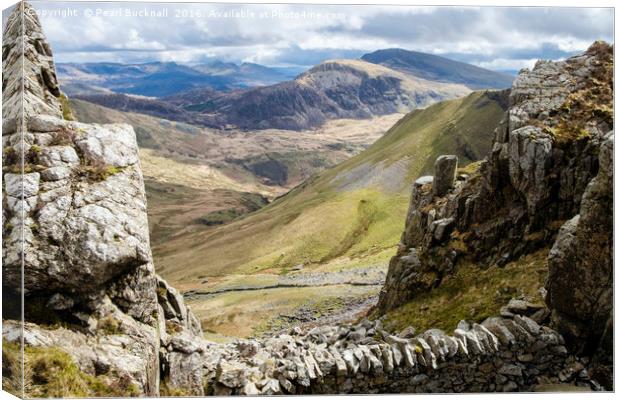 View from Nantlle Ridge Snowdonia Canvas Print by Pearl Bucknall