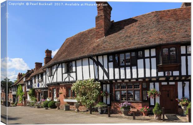 Timbered Cottages in Chilham Village, Kent Canvas Print by Pearl Bucknall