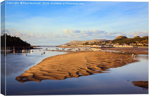 Afon Conwy River and Harbour at Low Tide Canvas Print by Pearl Bucknall