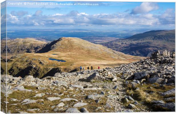 Walking from Glyder Fach to Foel Goch Canvas Print by Pearl Bucknall