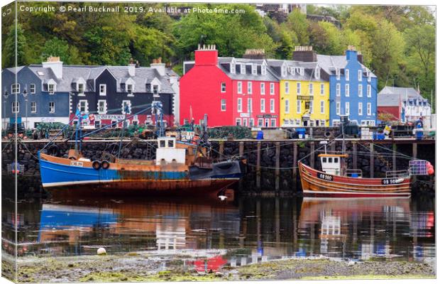 Boats in Tobermory Harbour Isle of Mull Canvas Print by Pearl Bucknall