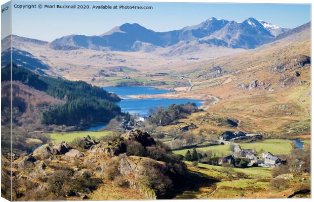 Scenic Snowdonia with Snowdon Horseshoe Canvas Print by Pearl Bucknall