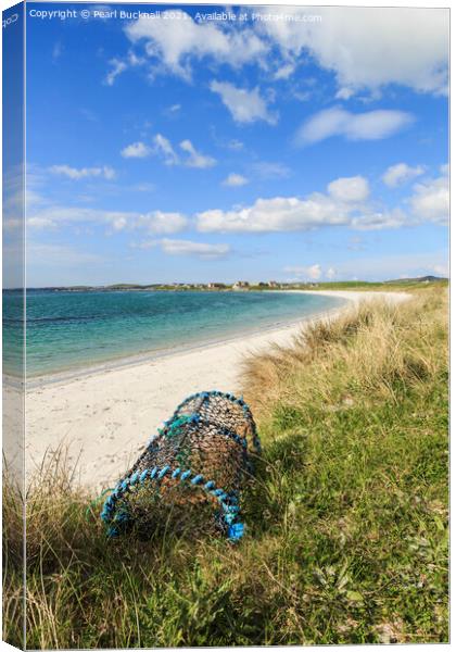 Traigh nam Faoghailean beach North Uist Scotland Canvas Print by Pearl Bucknall