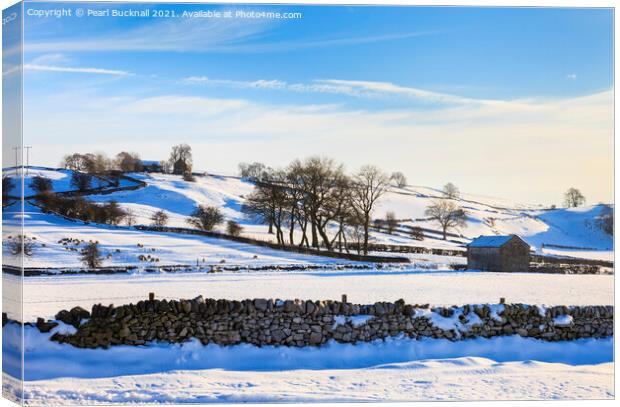 Winter Landscape in Derbyshire Canvas Print by Pearl Bucknall