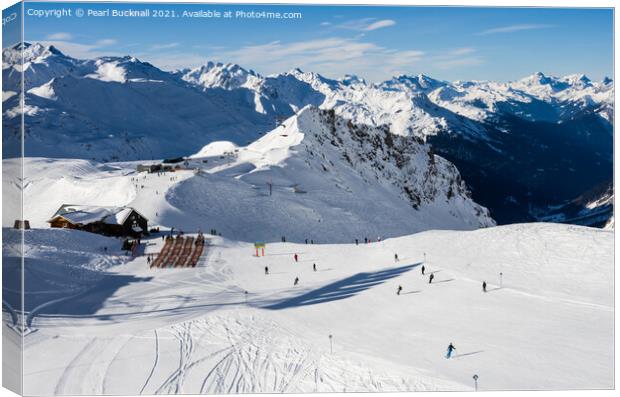 St Anton Alpine Ski Slopes Austria Canvas Print by Pearl Bucknall