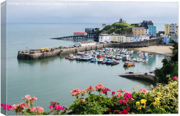 Tenby Old Town and Harbour Pembrokeshire Canvas Print by Pearl Bucknall