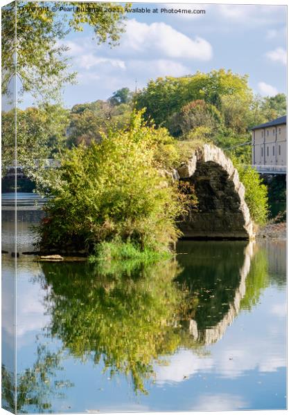 Pont Roman Reflections in Doubs River Canvas Print by Pearl Bucknall