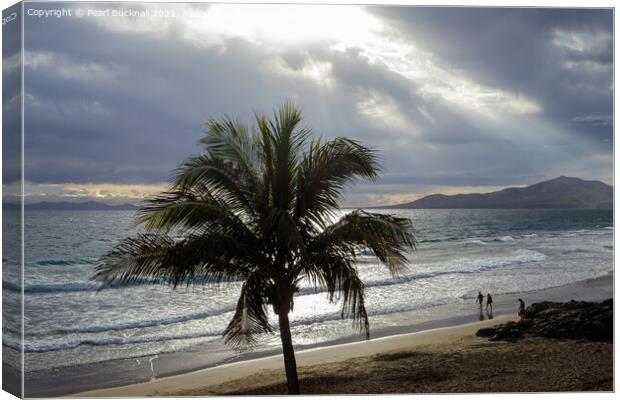 Puerto del Carmen Beach Lanzarote Canvas Print by Pearl Bucknall