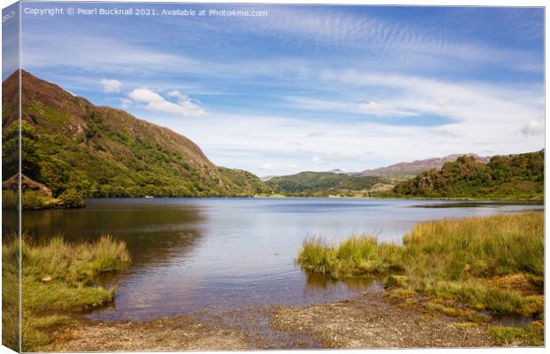Llyn Dinas Lake in Snowdonia Wales Canvas Print by Pearl Bucknall