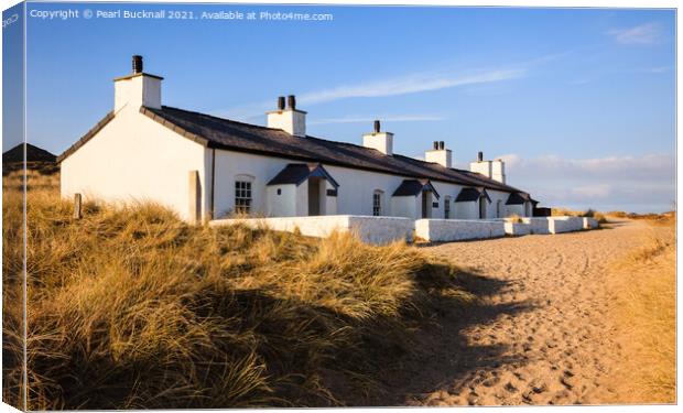 Llanddwyn Pilots Cottages Anglesey Canvas Print by Pearl Bucknall