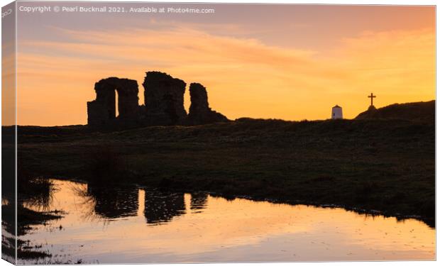 Llanddwyn Sunset Reflections Anglesey Canvas Print by Pearl Bucknall