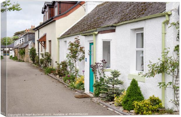 Dornoch Cottages Sutherland Scotland Canvas Print by Pearl Bucknall