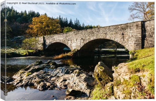 Afon Llugwy River and Ty Hyll Bridge Snowdonia Canvas Print by Pearl Bucknall