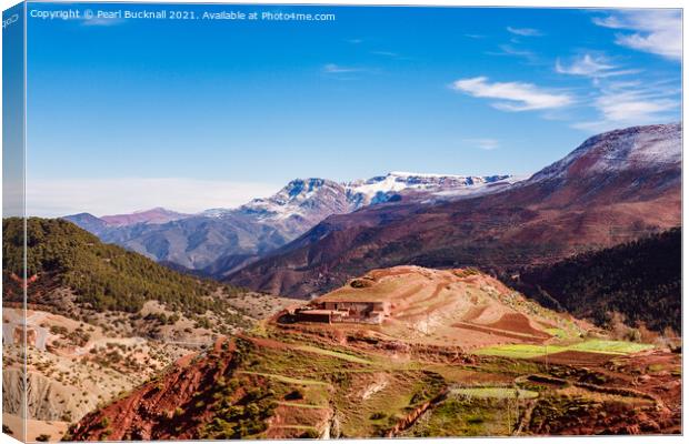 Terraced Hillside in High Atlas Mountains Morocco Canvas Print by Pearl Bucknall