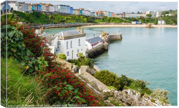 Tenby North Beach from Castle Hill Pembrokeshire Canvas Print by Pearl Bucknall