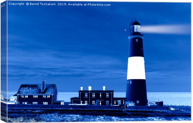 Portland Bill Lighthouse, night effect, England Canvas Print by Bernd Tschakert