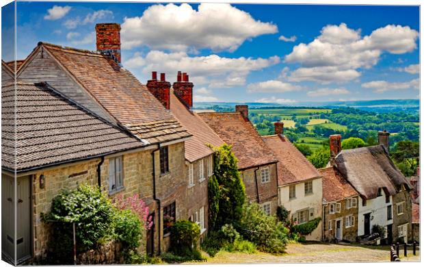 Gold hill Shaftsbury Canvas Print by Kevin Britland