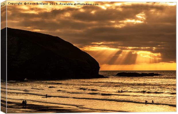 sunset sea cornwall Canvas Print by Kevin Britland