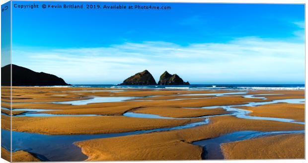 holywell bay at low tide, newquay, cornwall, engla Canvas Print by Kevin Britland