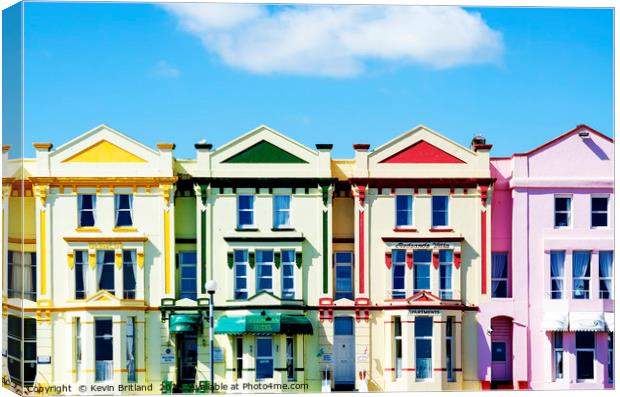 brightly coloured painted hotels in paignton, devo Canvas Print by Kevin Britland