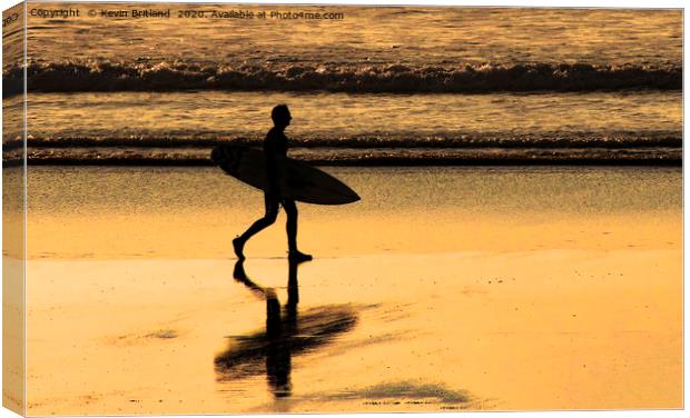 sunset surfing cornwall Canvas Print by Kevin Britland