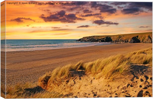 sunset cornwall beach Canvas Print by Kevin Britland