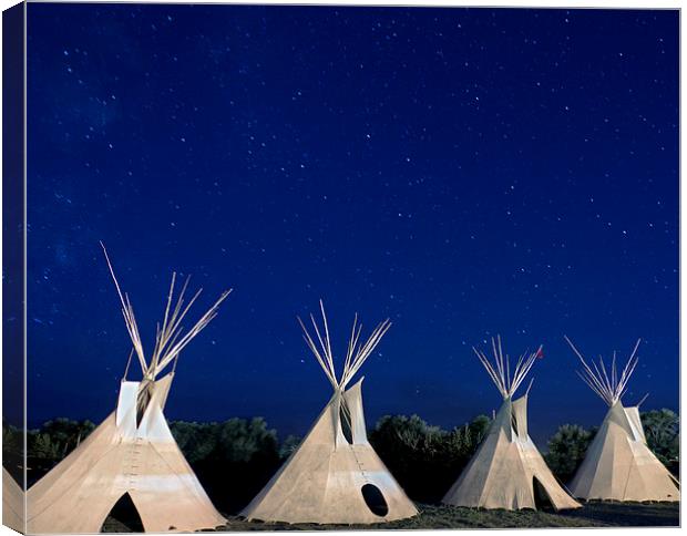 Shoshone Teepees at night Canvas Print by Luc Novovitch